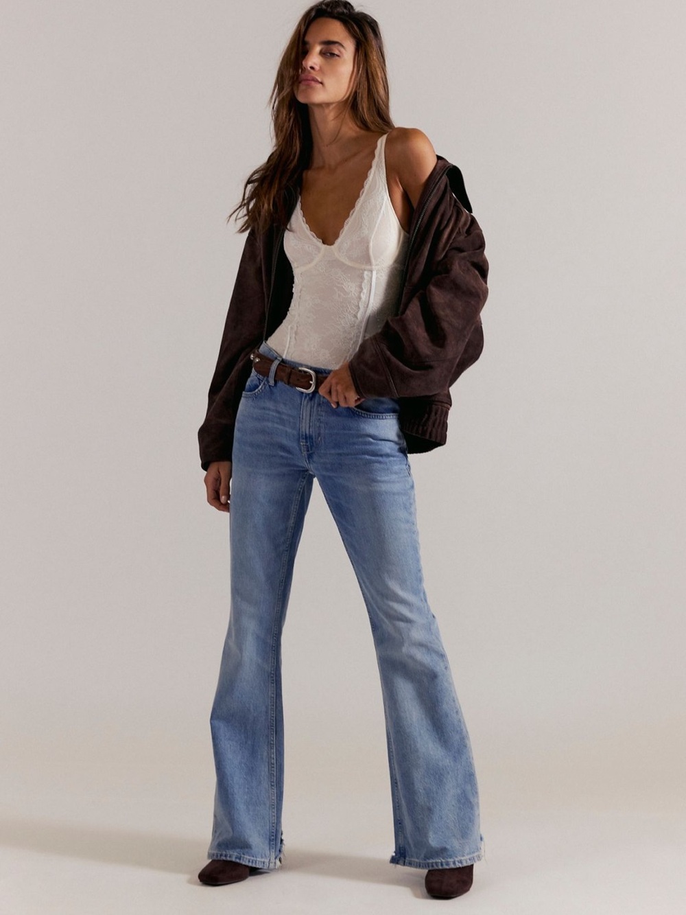 NWT We The Free West Coast Relaxed Flare Jeans color Sky blue